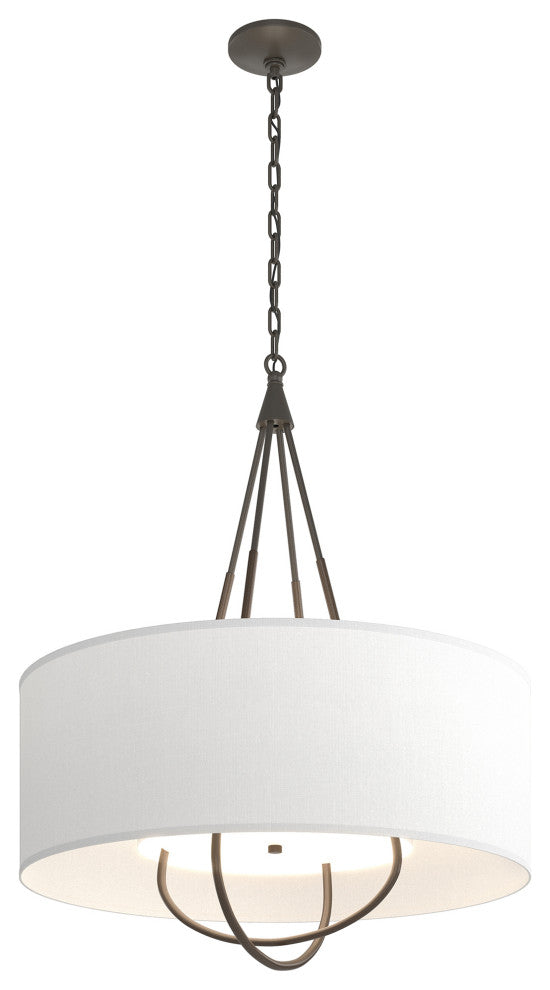 Loop Pendant, Dark Smoke Finish, Bronze Accents, Natural Anna Shade