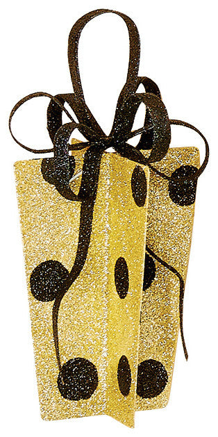9" Gold and Black Metal Gift Box Decor With Dots