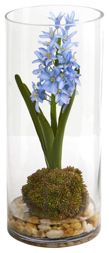 Nearly Natural 14ï¿½ Hyacinth and Sedum Artificial Arrangement
