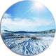 Hot Sprint Under Bright Sunlight, Modern Beach Disc Metal Artwork, 23"