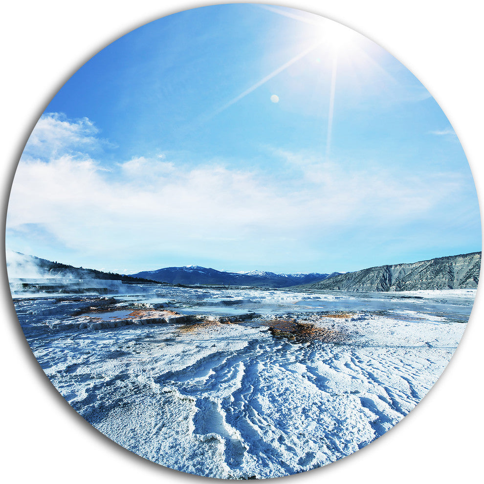 Hot Sprint Under Bright Sunlight, Modern Beach Disc Metal Artwork, 23"