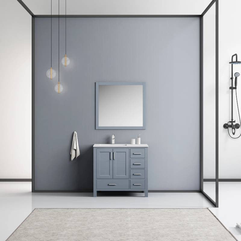 Jacques Modern Dark Grey 36" Single Vanity With Quartz Top