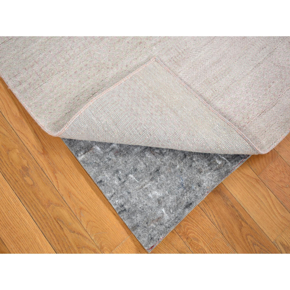 Gray Modern Grass Design Gabbeh Wool And Silk Hand Knotted Runner Rug 2'6"x11'3"