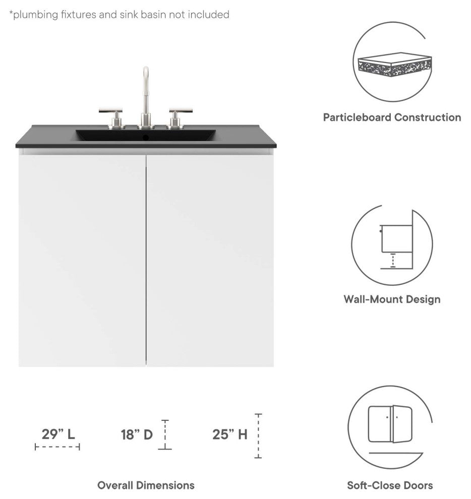 Vitality 30" Wall-Mount Bathroom Vanity, White