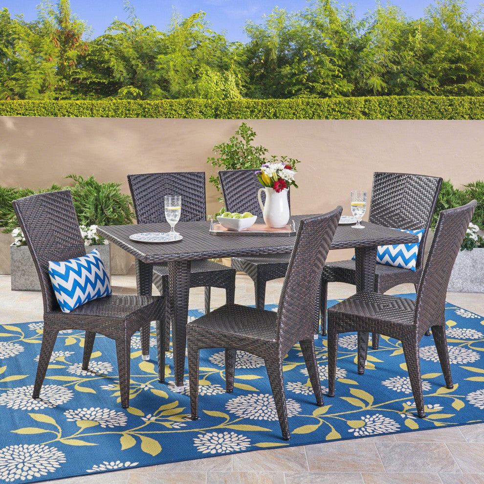GDF Studio 7-Piece Brooklyn Outdoor Wicker Dining Set