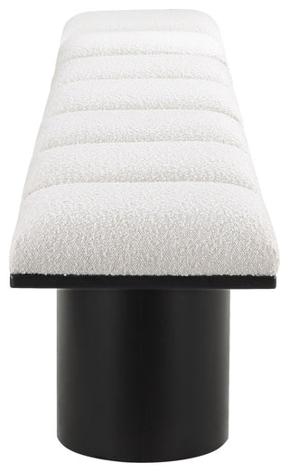 Pavilion Boucle Fabric Upholstered 7-Piece Modular Bench, Cream, Black Finish