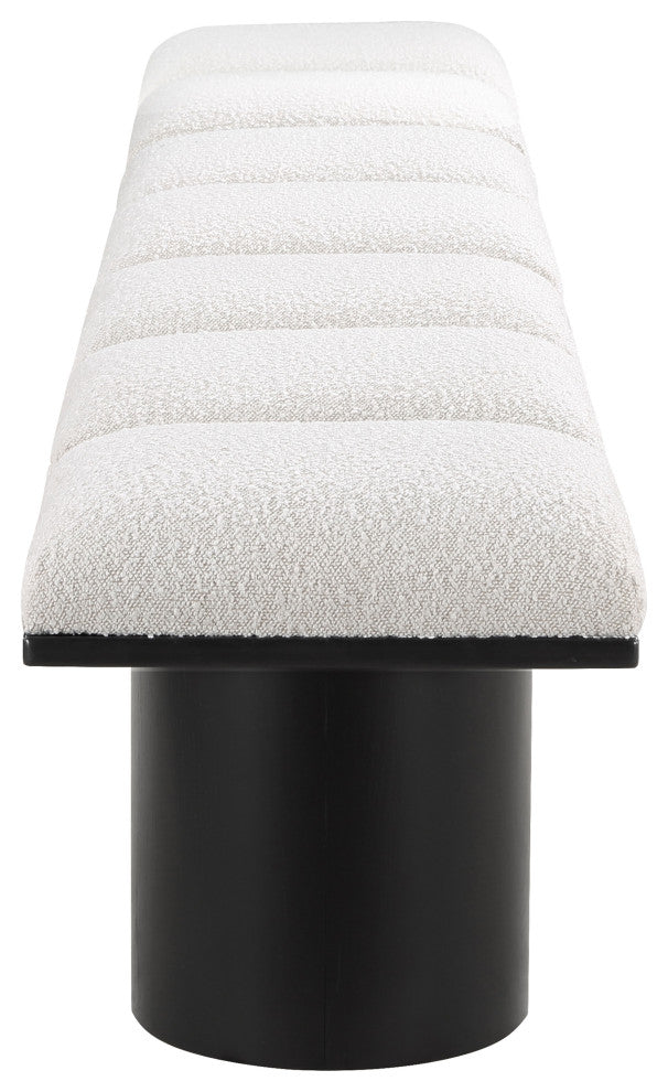 Pavilion Boucle Fabric Upholstered 7-Piece Modular Bench, Cream, Black Finish