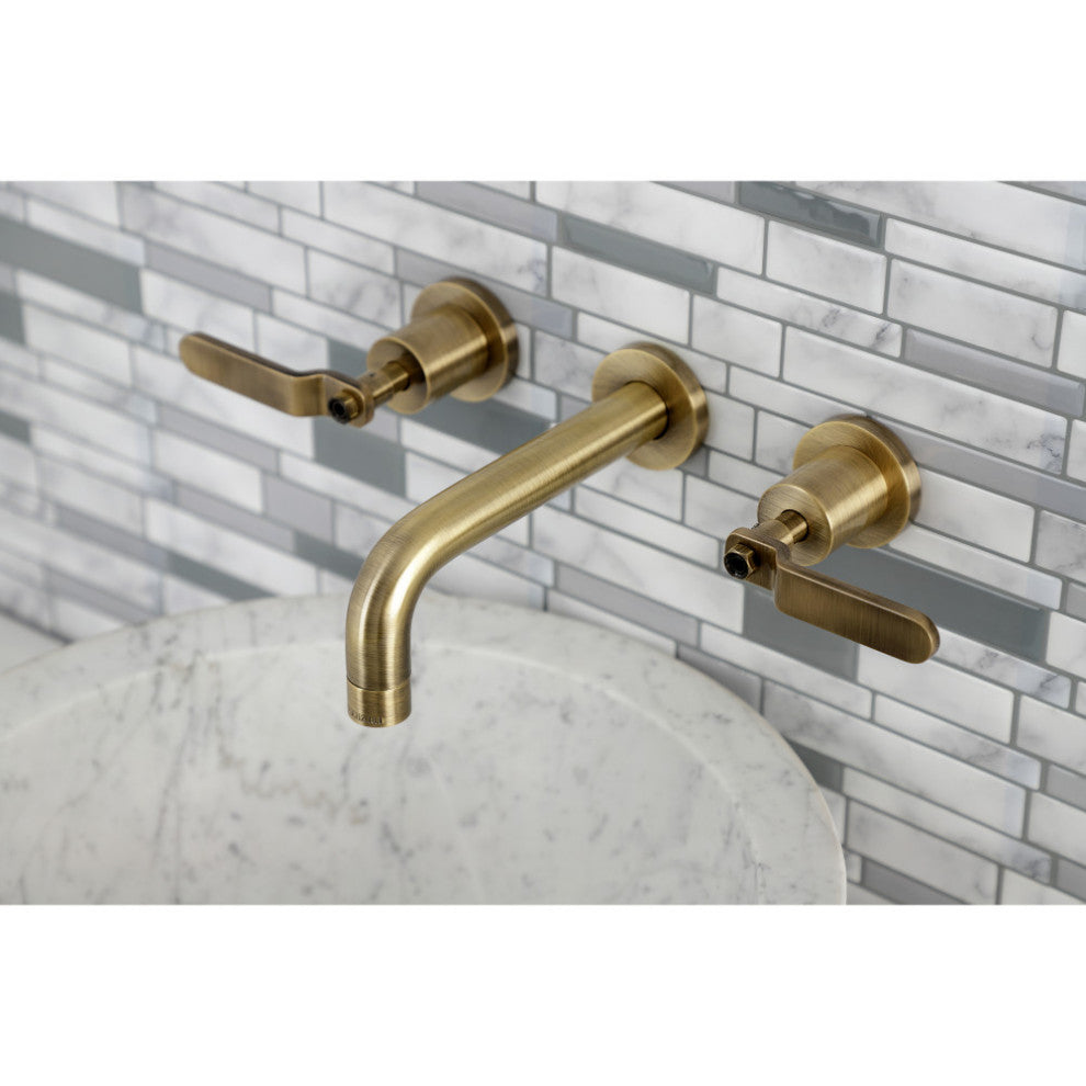 Kingston Brass KS8123KL Two-Handle Wall Mount Bathroom Faucet, Antique Brass