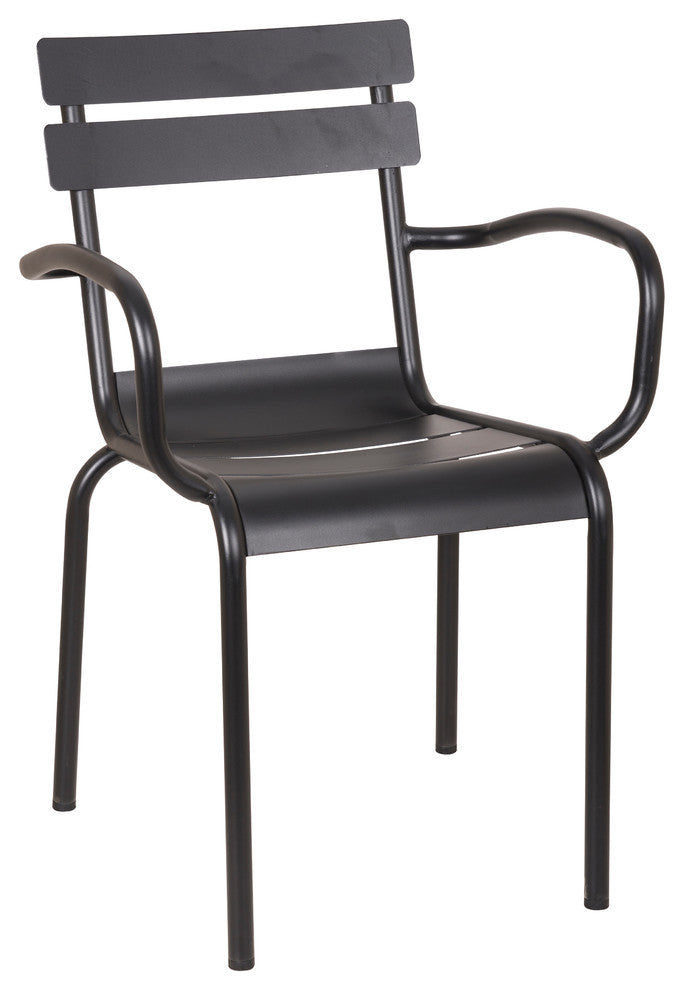 Daisy Stackable Outdoor Arm Chair, Frosted Black  (Set of 4)