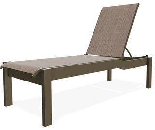 Leeward Sling Stackable Outdoor Chaise Lounge, Augustine Fennel/Beachwood
