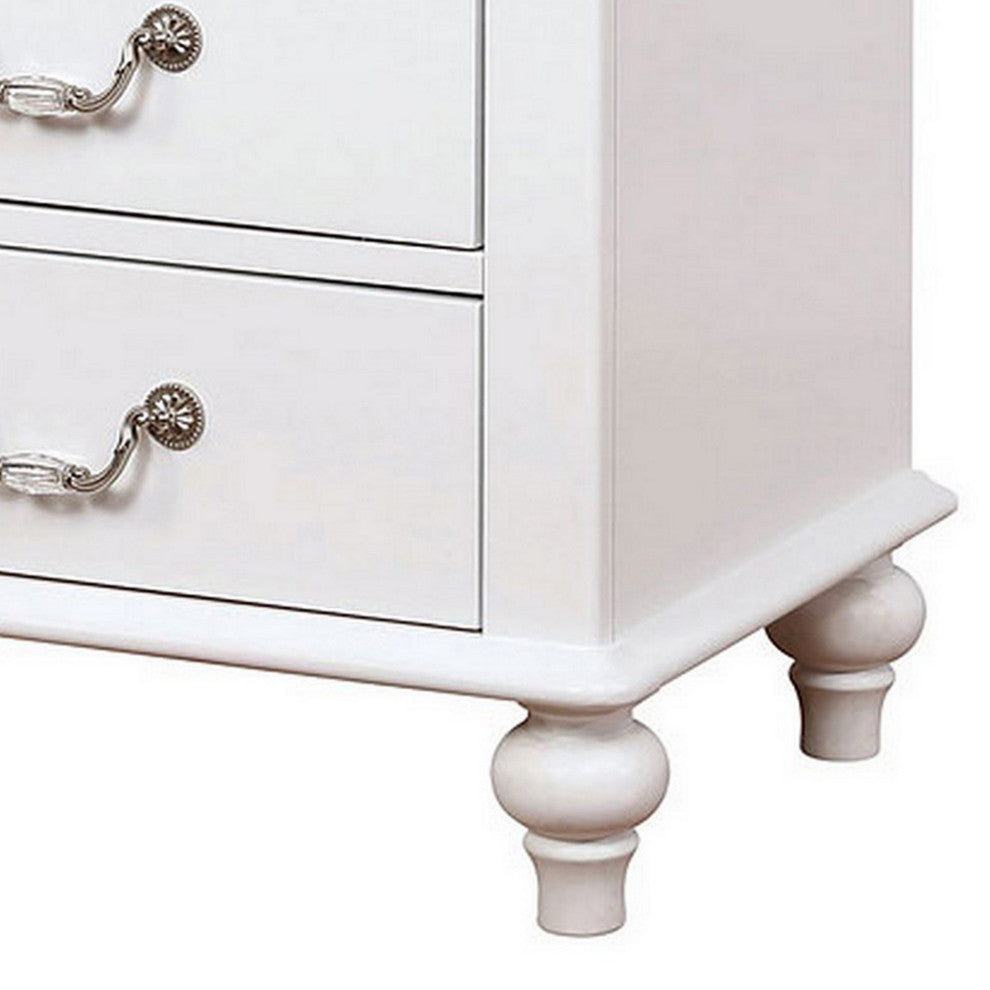 Nightstand with 3 Drawers and Built In USB Port, White