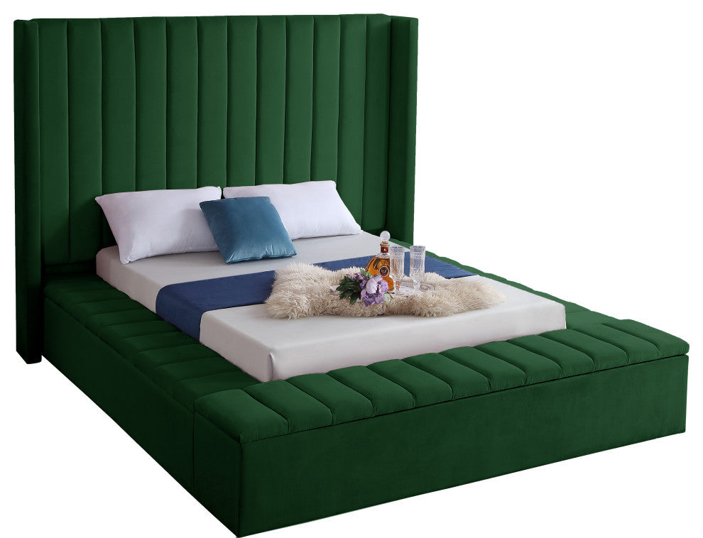 Kiki Velvet Bed, Green, Full
