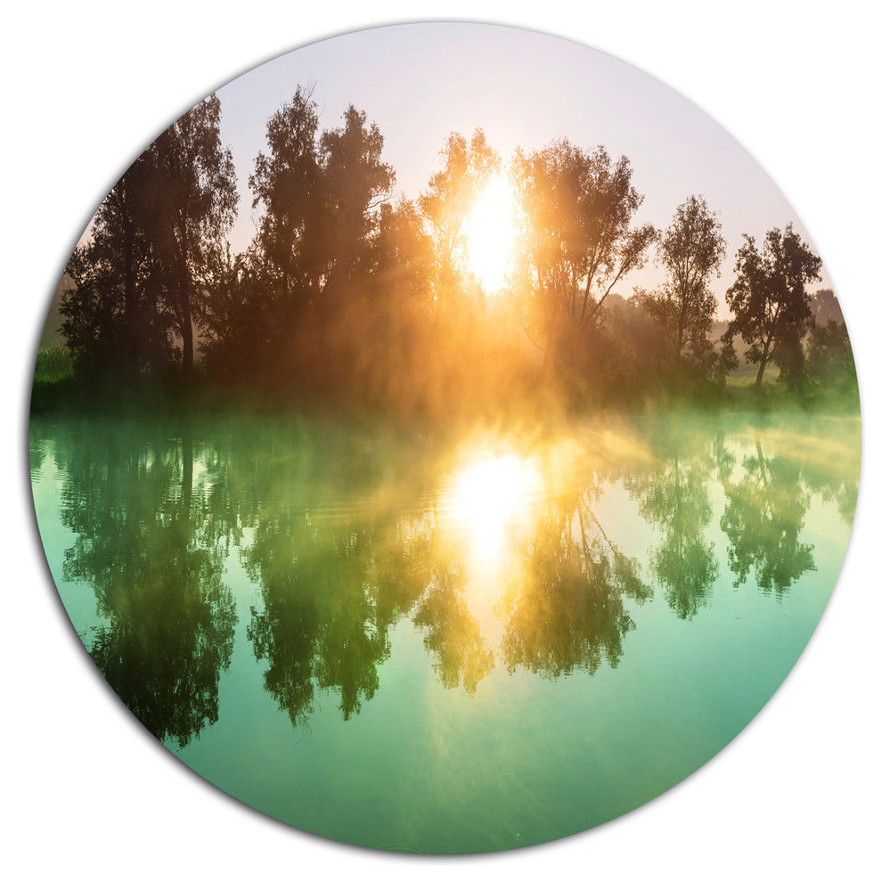 Beautiful Summer River At Sunset, Landscape Round Wall Art, 11"