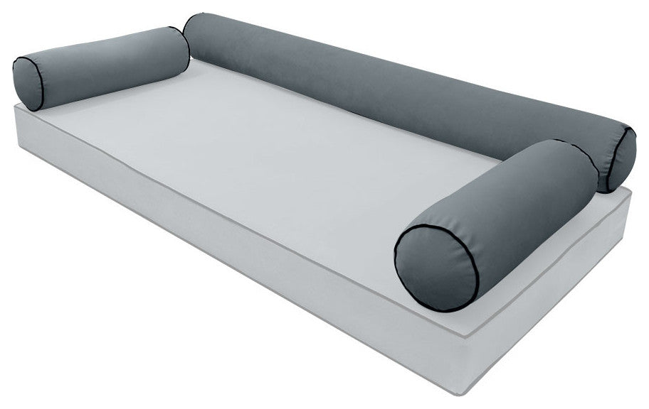 STYLE V6 Full Velvet ContrastPipe Indoor Daybed Bolster Pillow |COVER ONLY|AD347