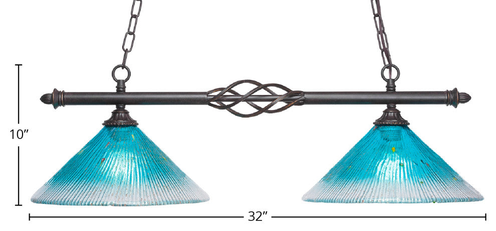 Elegante 2-Light Island Light, Teal Crystal