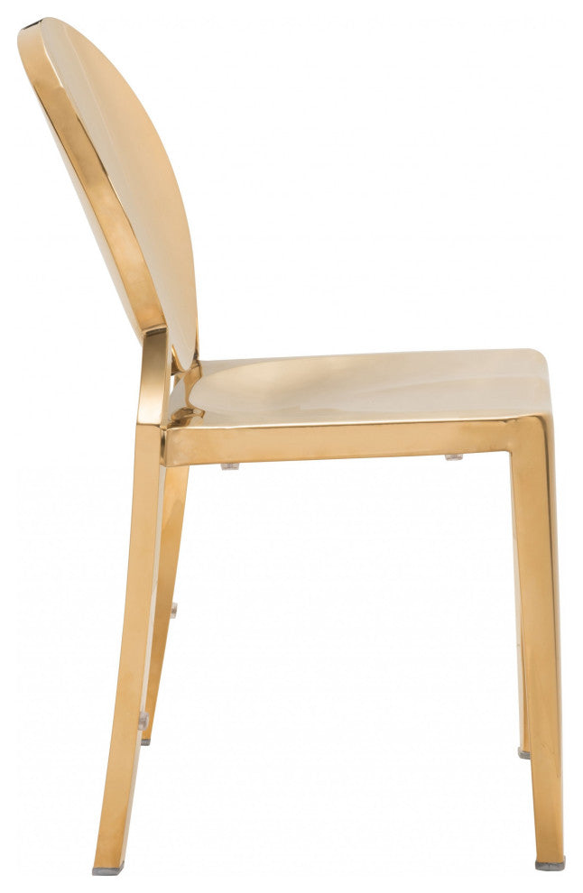 Set of Two Shiny Gold Contemporary Dining Chairs