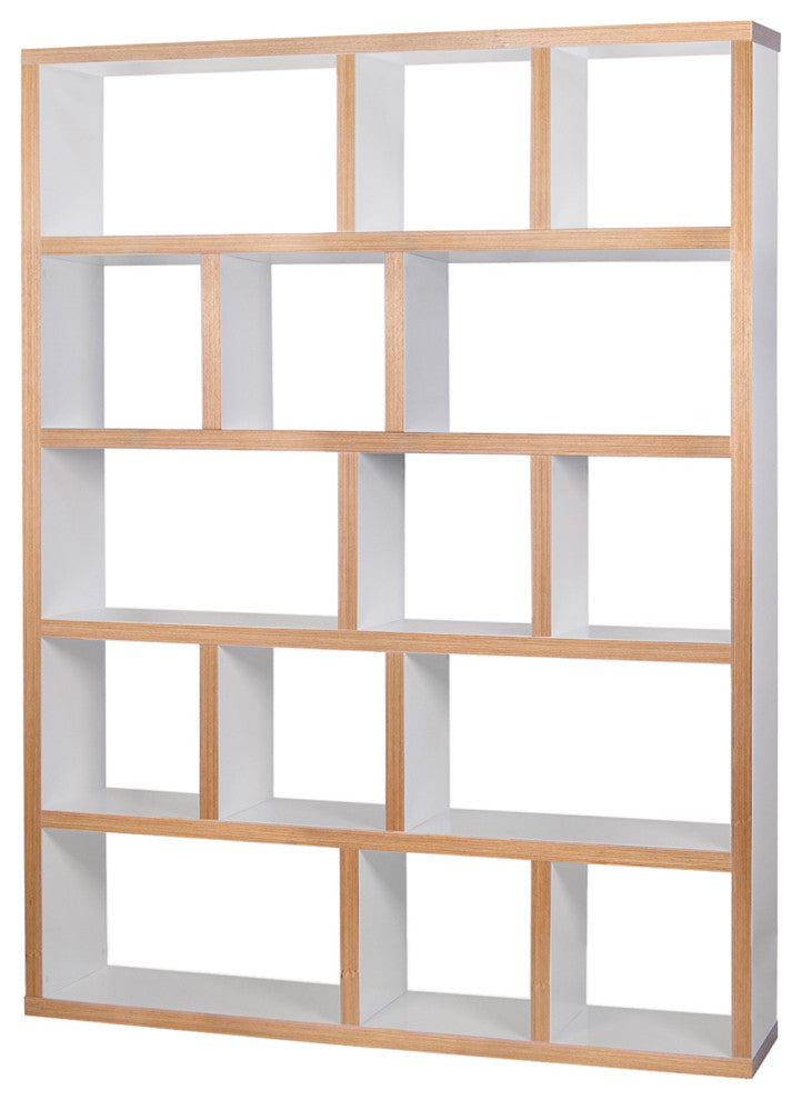 Contemporary Large Thick Wood Modular Shelves, White/Layeredge