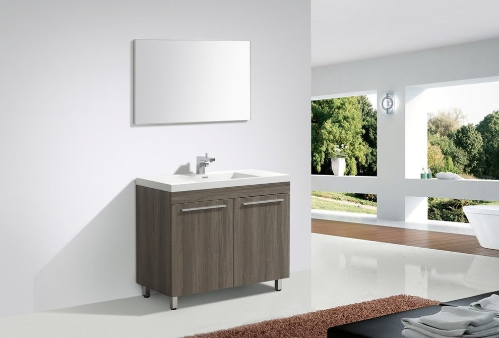 Aquamoon Ocean Modern Bathroom Vanity Set, Maple, 39 1/8", Milan Chrome Faucet