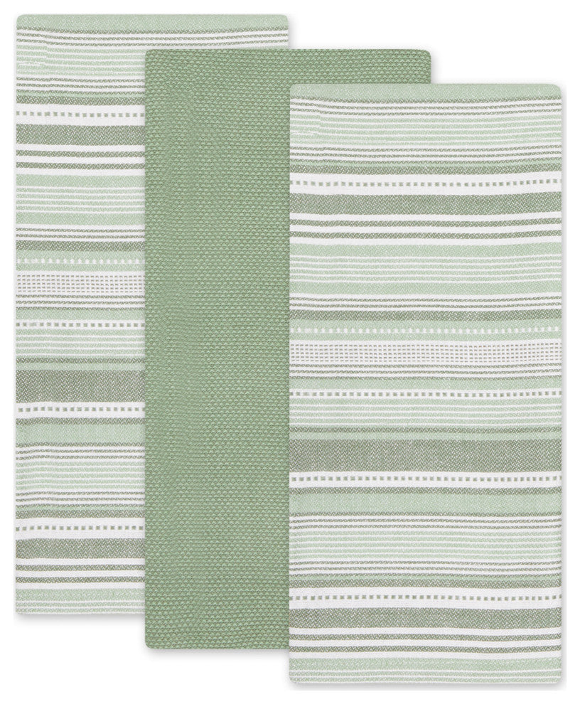 Artichoke Green Urban Stripe Dishtowel (Set of 3)