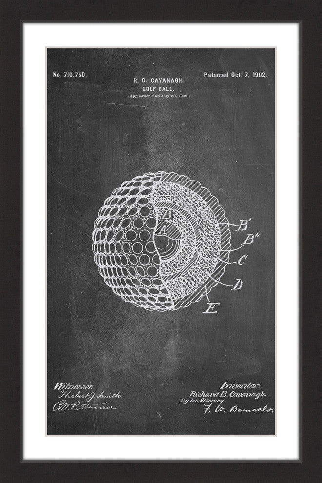 "Golf Ball 1902 Chalk" Framed Painting Print