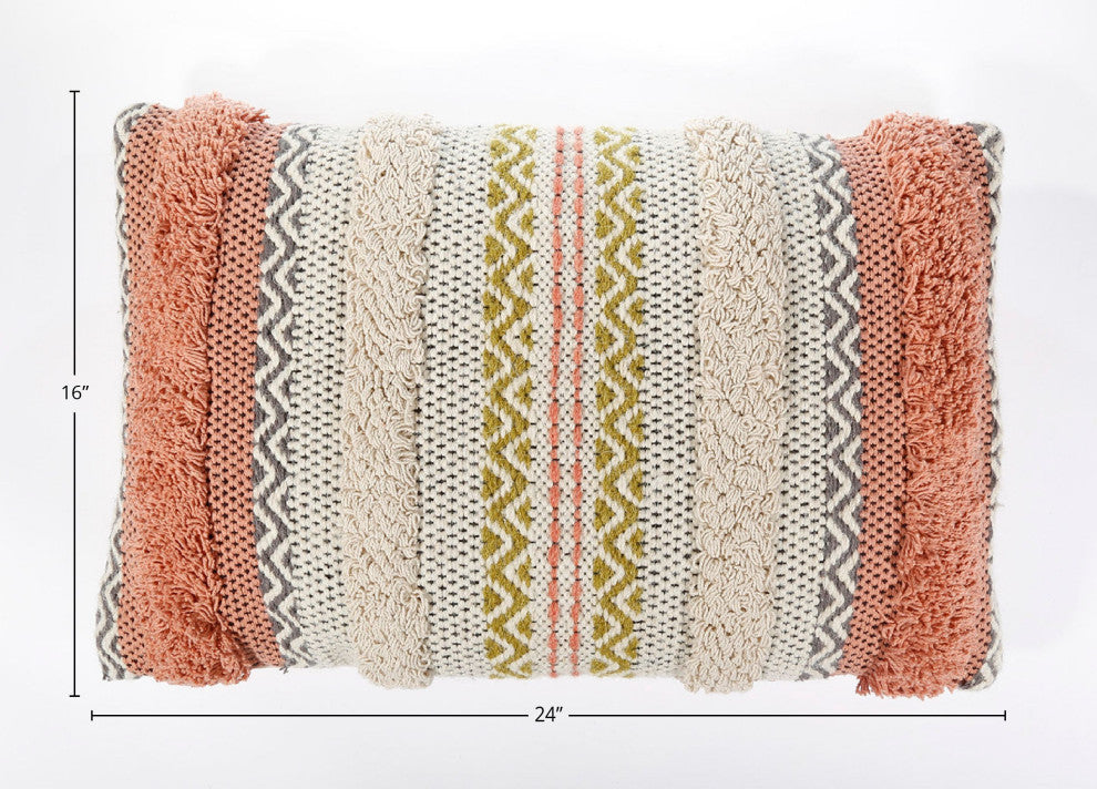 Decorative Cotton Lumbar Pillow, Multi
