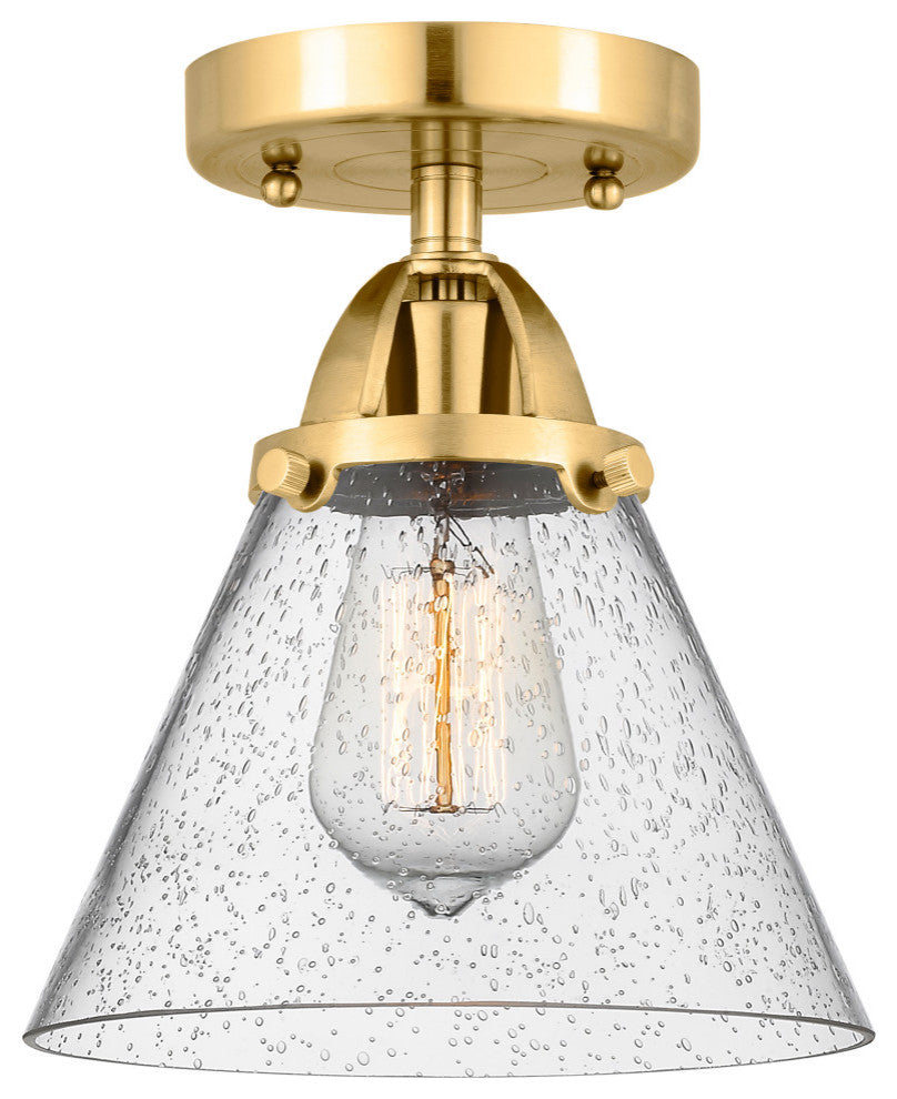 Large Cone Semi-Flush Mount, Satin Gold, Seedy, Seedy