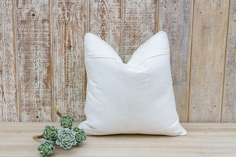 Turquoise & White Moroccan Wool Embroidered Throw Pillow Cover