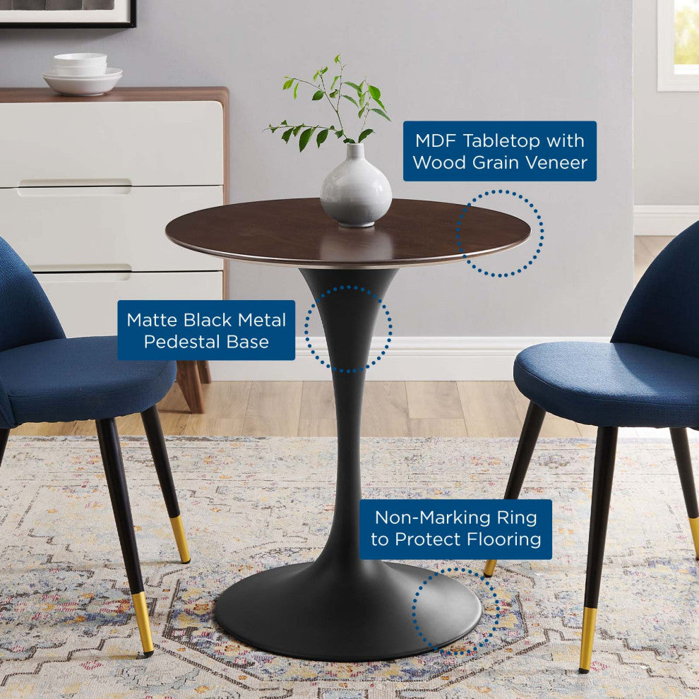 Dining Table, Round, Wood, Black Dark Brown, Modern, Cafe Bistro Restaurant