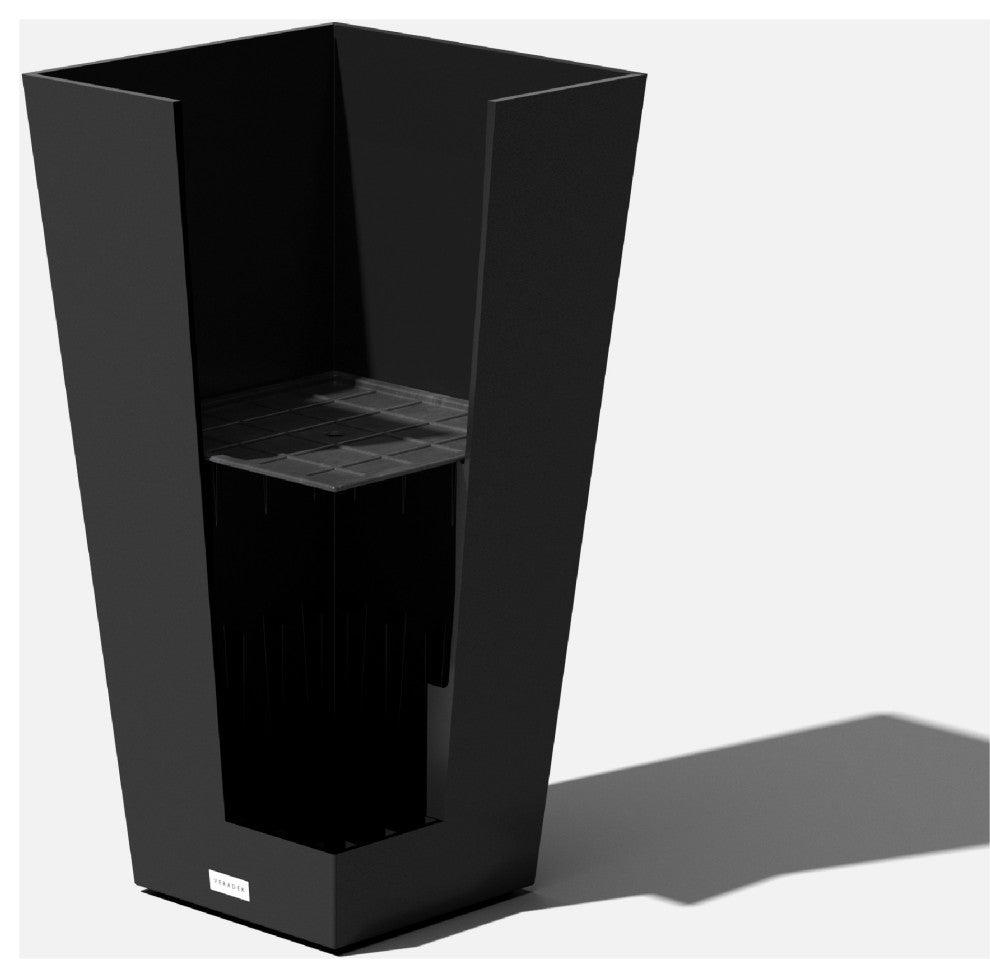 Midland Tall Square Planter, Black, 30'', 2 Pack