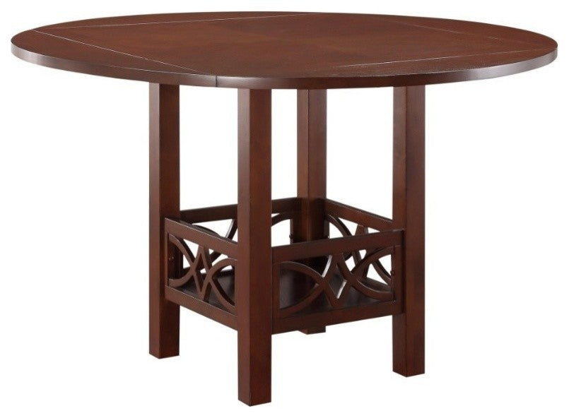 Wooden Counter Height Table With Bottom Shelf, Brown