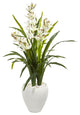 4" Cymbidium Orchid Artificial Plant in White Planter