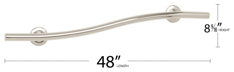 Wave Design Shower Grab Bar, Satin Stainless, 48"