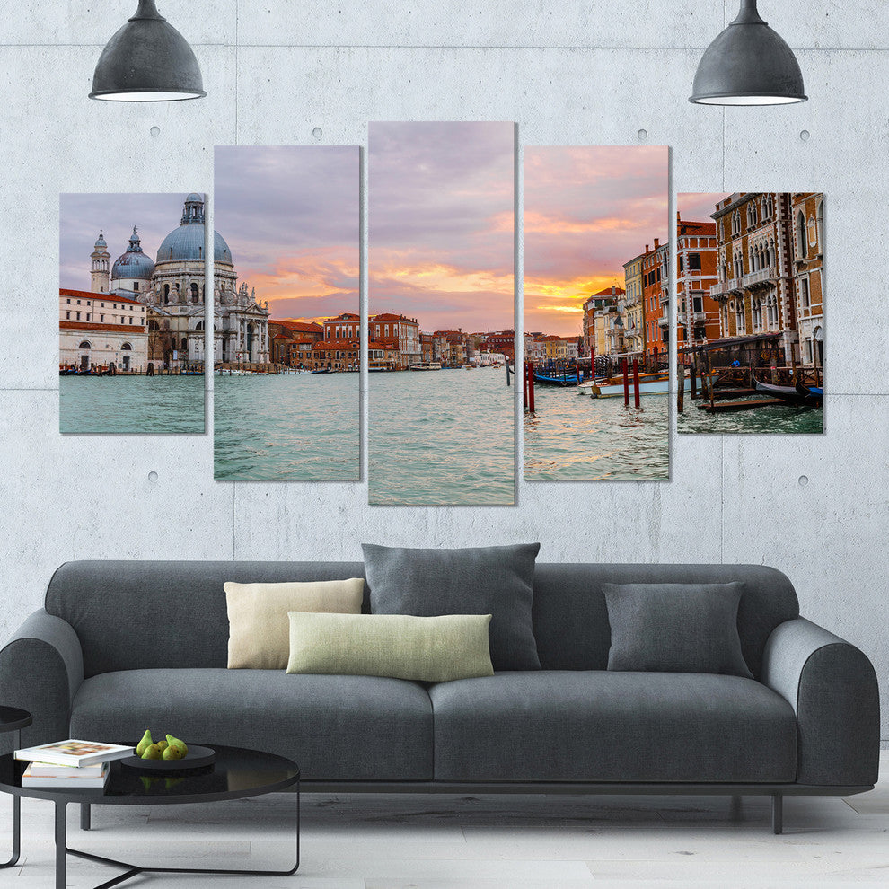 Santa Maria Della Salute, Large Cityscape Canvas Art Print, 60"x32", 5 Panels