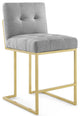 Grey Fabric Counter Stool, Heidi Giselle Gold Counter Stool, Luxe Glam Stool