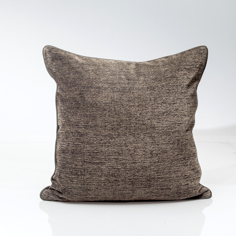 Decorative Pillow Cover In Gray Chenille, 24x24