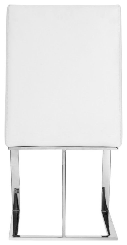 Modrest Frankie Modern White and Brushed Stainless Steel Dining Chair