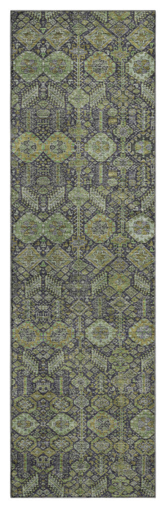 Premium Machine Washable Mayfield AMF574 Green 2'3" x 7'6" Runner Rug