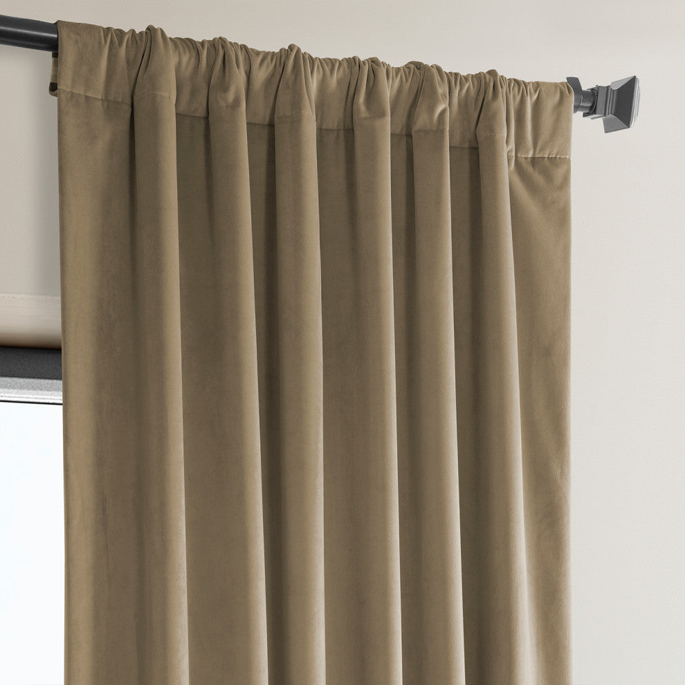 Heritage Plush Velvet Curtain Single Panel, Museum Taupe, 50"x120"