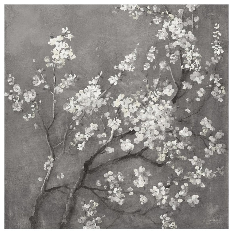 "White Cherry Blossoms I on Grey Crop" Paper Print by Danhui Nai, 42"x42"