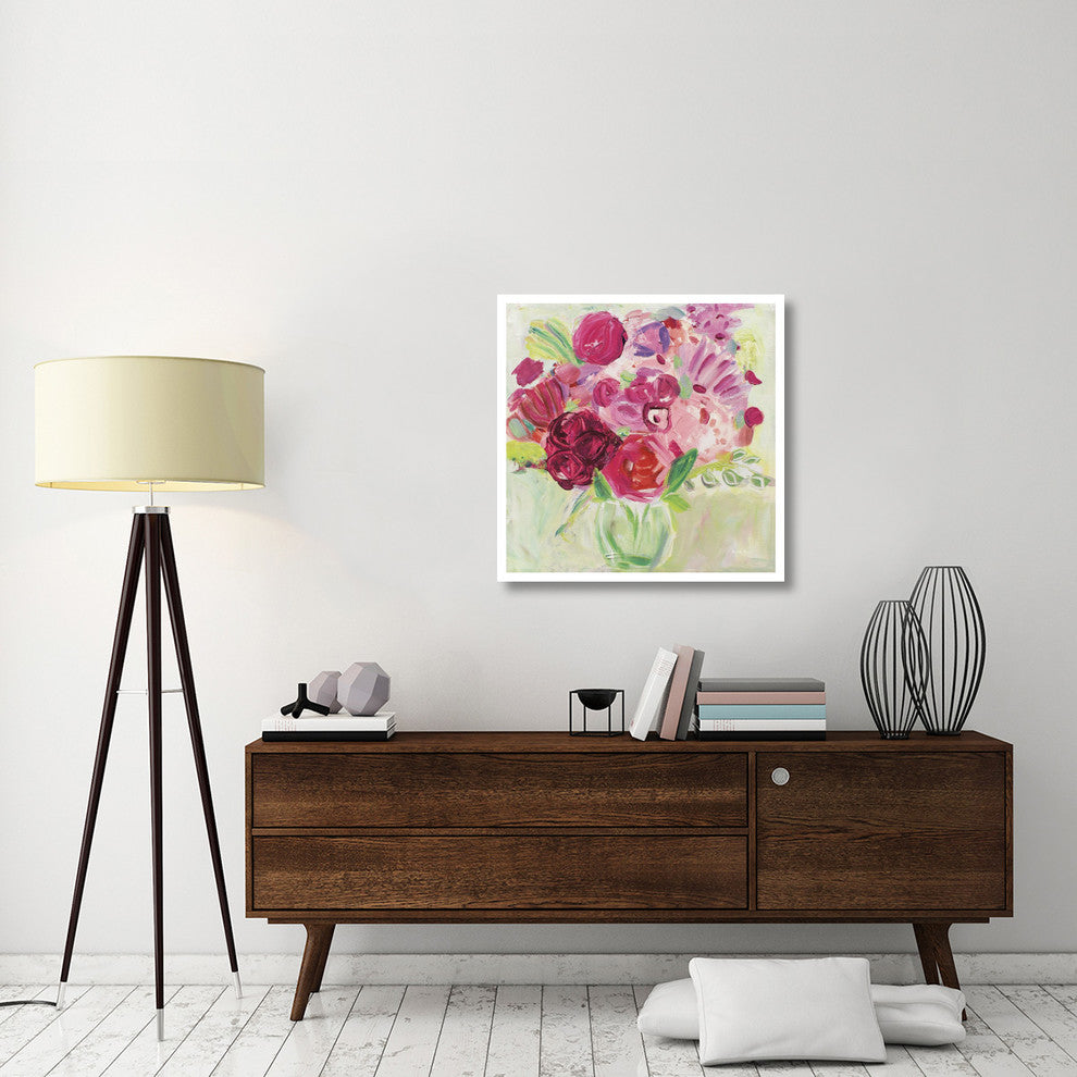 "Pink and Red Florals" Digital Paper Print by Farida Zaman, 32"x32"