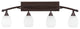 Bow 4 Light Bath Bar, 5" White Linen Glass