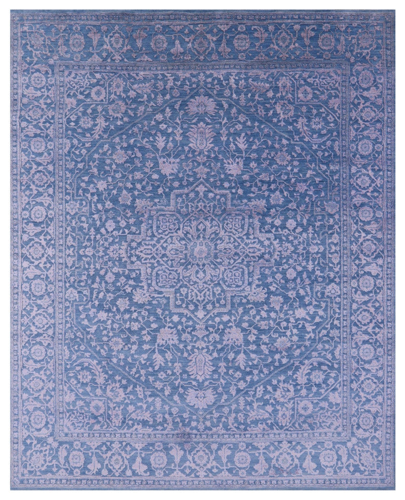 Persian Heriz Serapi Wool & Silk Hand Knotted Rug 8' 2" X 10' 1" - Q13694