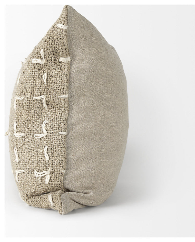 Rustic Sand and White Square Decorative Pillow Cover