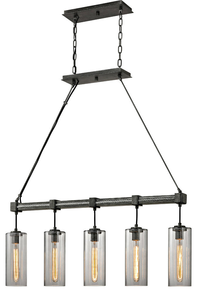 Union Square Light Linear Pendant, Graphite, Smoke Glass