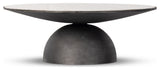 Corbett Large Coffee Table Creamy Taupe Marble, Hammered Grey