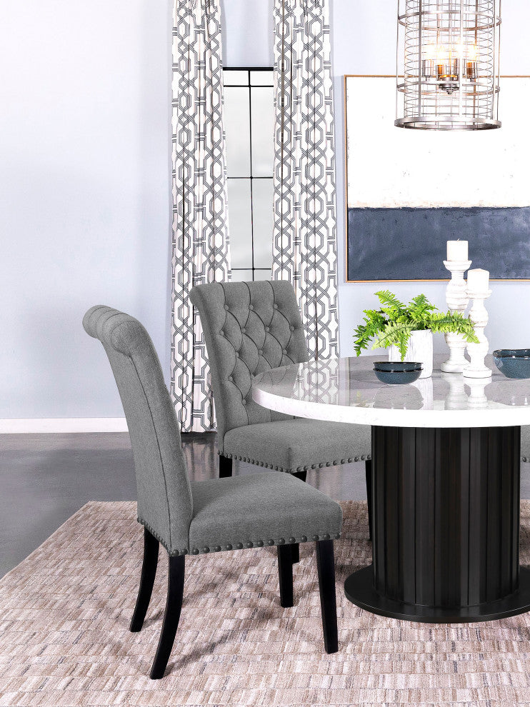 Alana Fabric Upholstered Dining Side Chair Grey, Set of 2