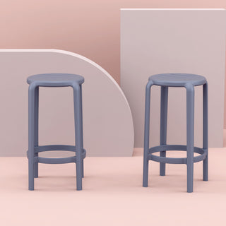 Tom Resin Counter Stool, Set of 2, Black, Dark Gray