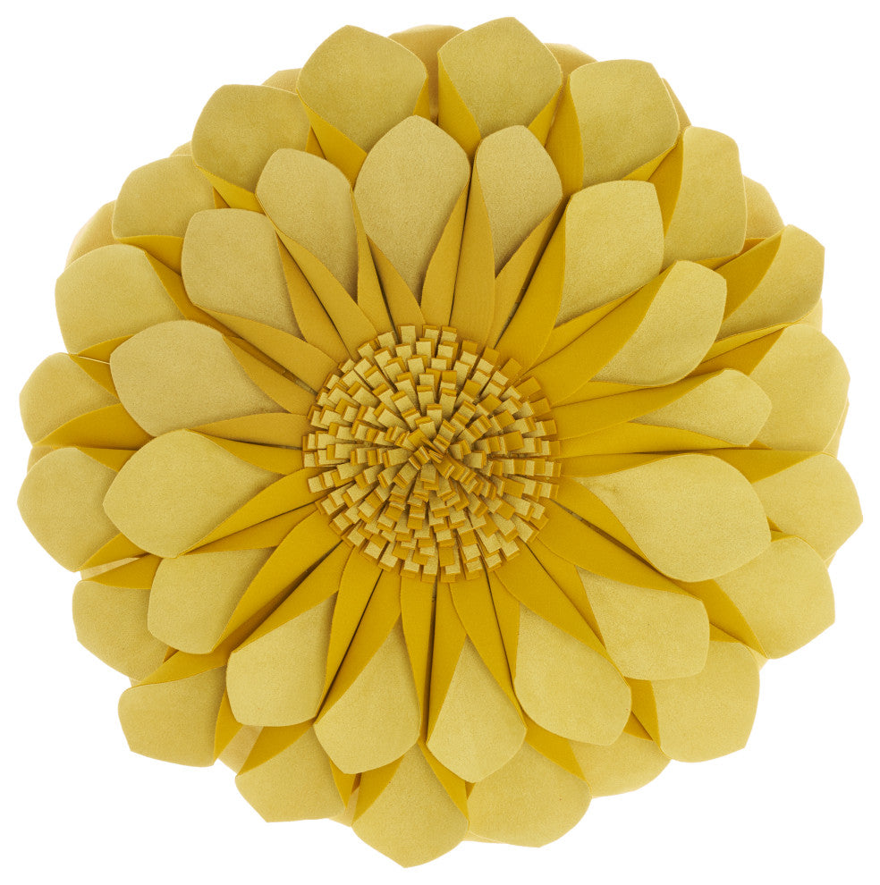 Mina Victory L0374 Throw Pillow, Yellow, 14" x 14" Round