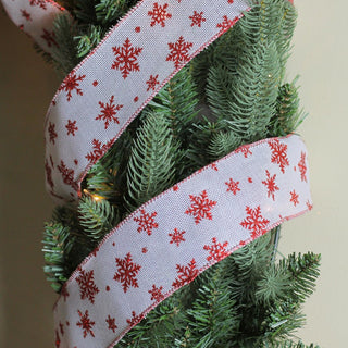 Snowflakes Burlap Wired Christmas Craft Ribbon