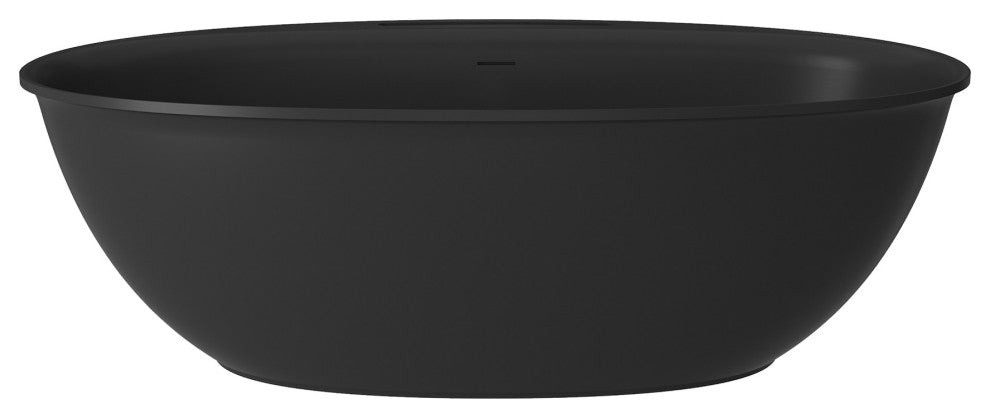 63in Solid Surface Freestanding Bathtub in Matte White, Matte Black
